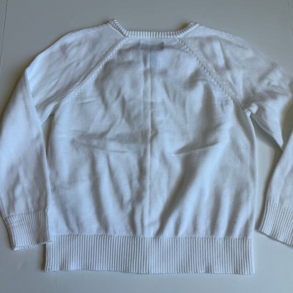 Lands End Girls White Cotton Button-Down Cardigan Sweater Small 6-7 - Picture 8 of 8